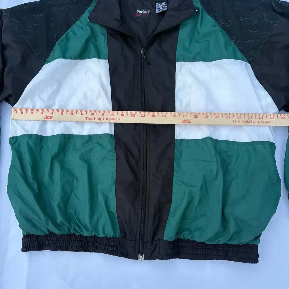 MacGregor Vintage 90s Colorblock Full Zip Windbreaker Jacket XL Green Black